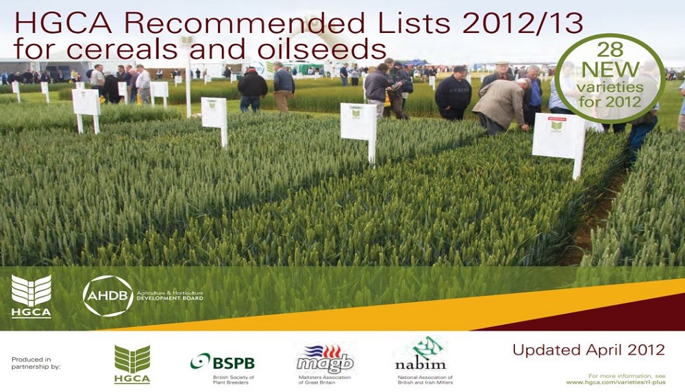 The HGCA Recommended Lists for cereals and oilseeds 2012-13